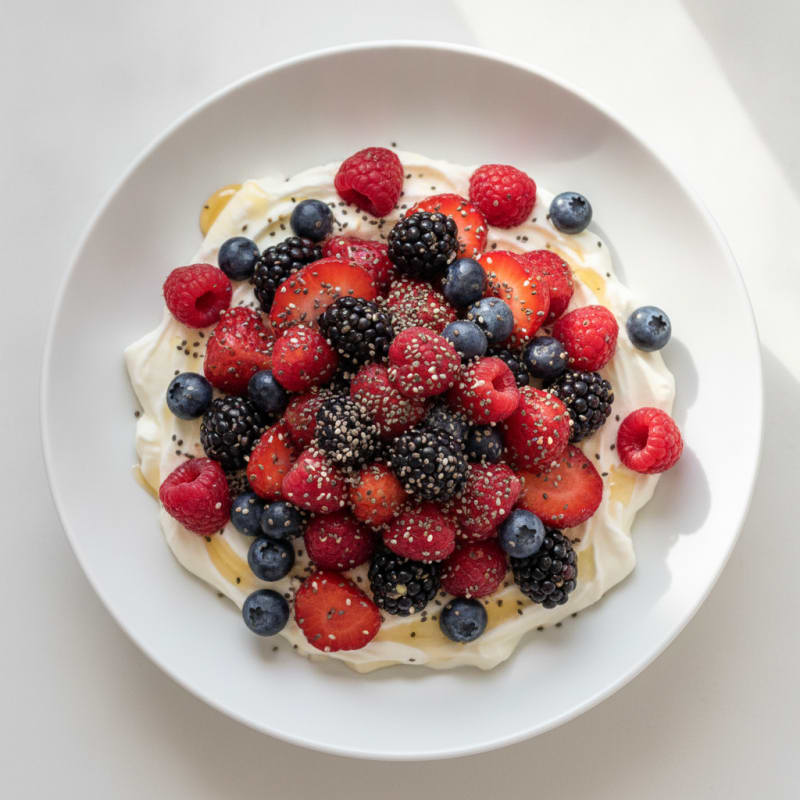 Silky Greek Yogurt Protein Pudding with Mixed Berries