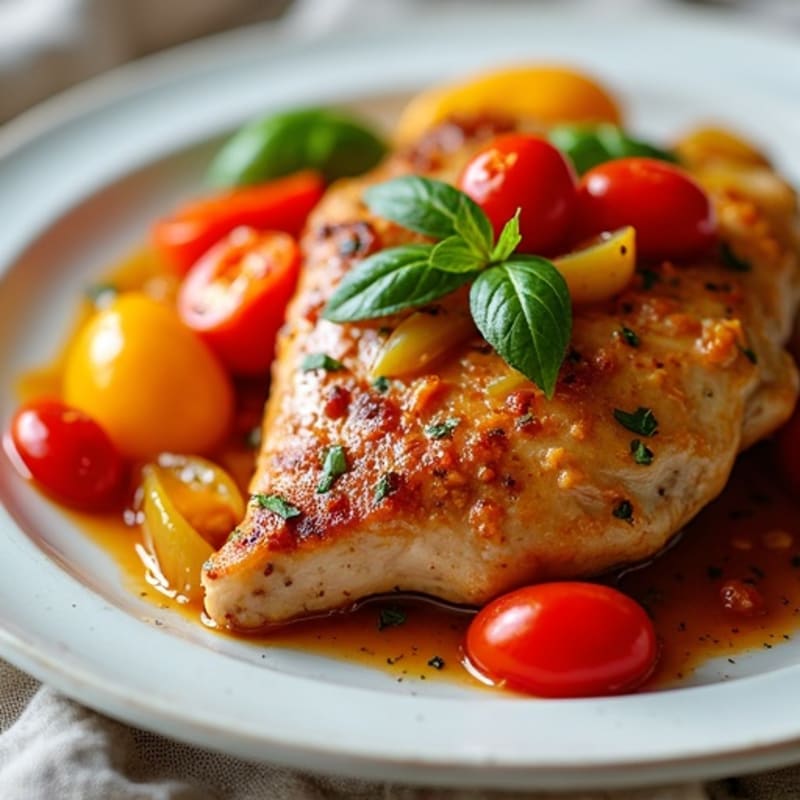 Hearty Braised Chicken with Bell Peppers and Tomatoes