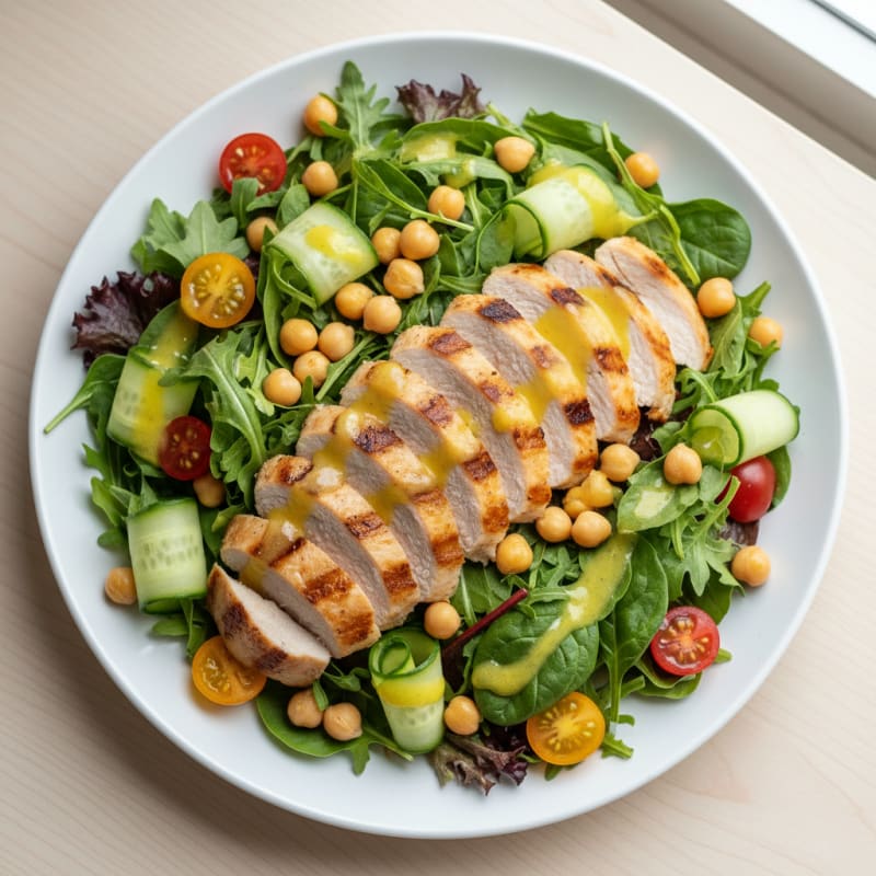 Grilled Turkey Breast Salad with Chickpeas and Lemon Vinaigrette