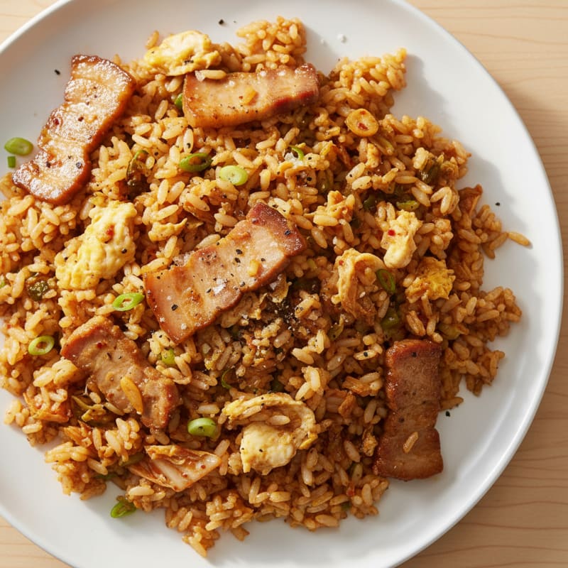 Kimchi Fried Rice with Pork Belly