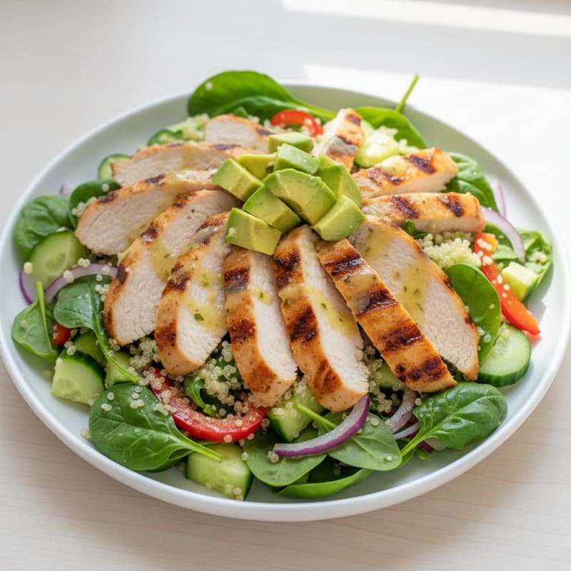 Grilled Turkey Breast Salad with Quinoa and Crunchy Vegetables