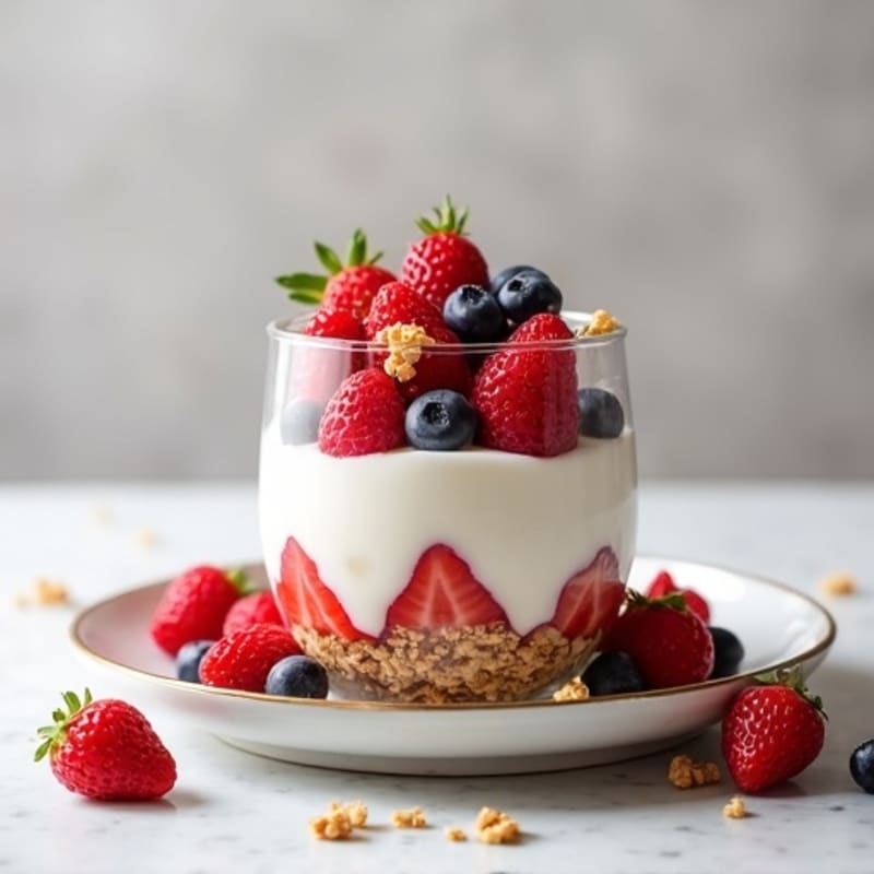 Greek Yogurt Protein Parfait with Mixed Berries and Whey