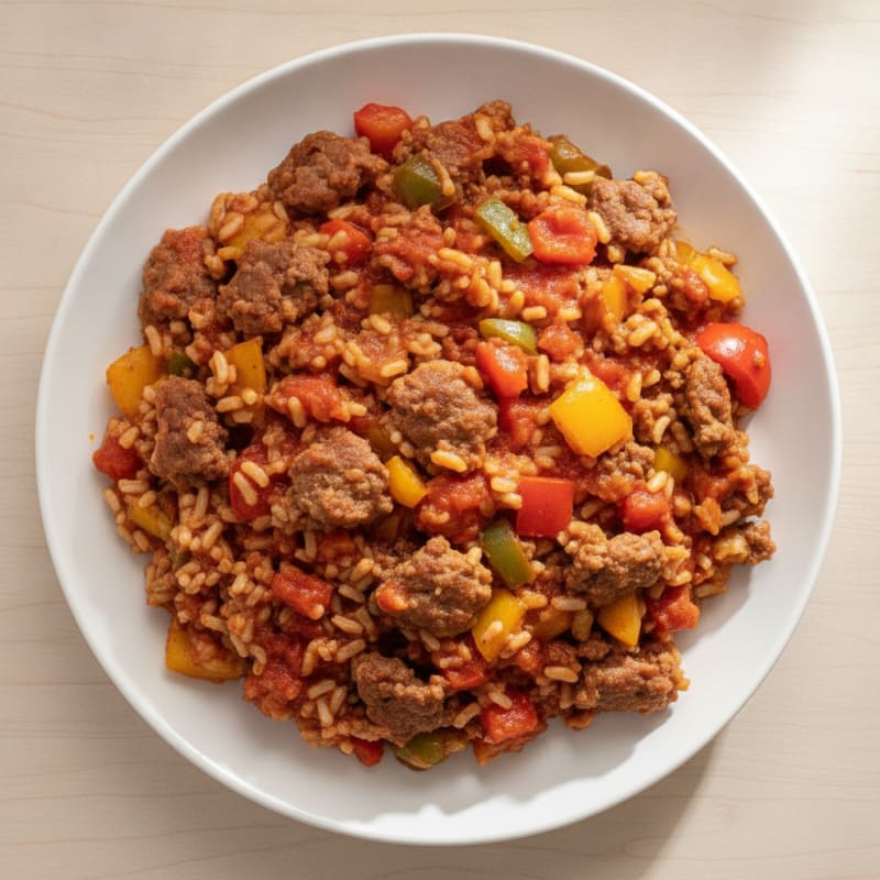 Unstuffed Ground Beef and Rice Peppers