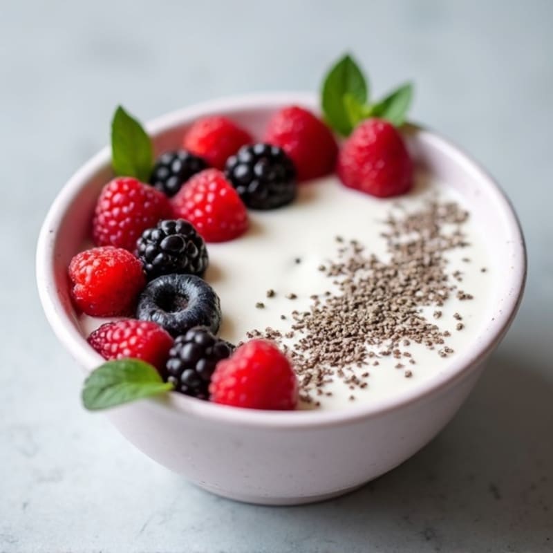 Greek Yogurt Protein Mousse with Mixed Berries