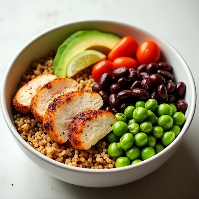 Spicy Black Bean Quinoa Bowl with Lime Avocado