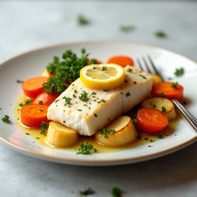 Lemon-Herb Baked Cod with Roasted Root Vegetables