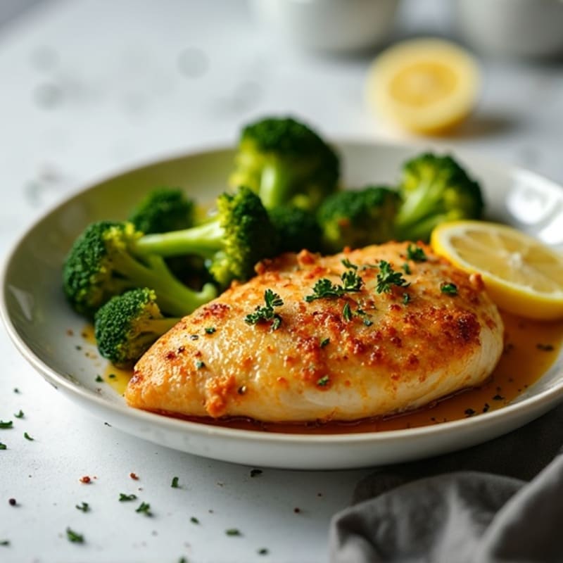 Crispy Lemon-Herb Baked Chicken with Roasted Broccoli
