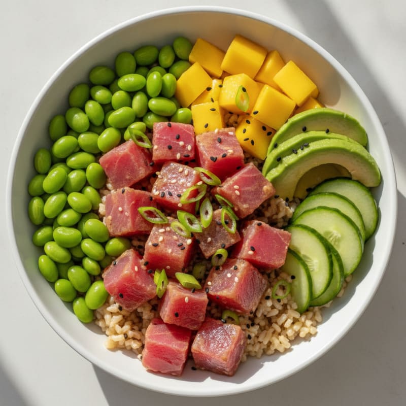 Ahi Tuna Poke Bowl with Tropical Fruit