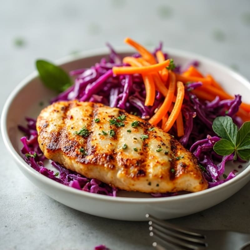 Grilled Chicken Breast with Crunchy Cabbage Slaw