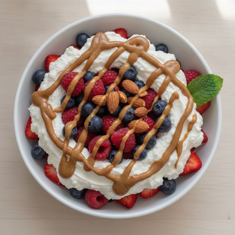 Greek Yogurt Protein Parfait with Mixed Berries and Almond Butter