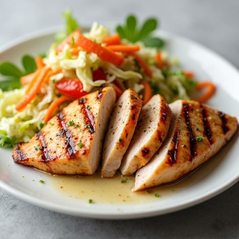 Grilled Chicken Breast with Crunchy Veggie Slaw