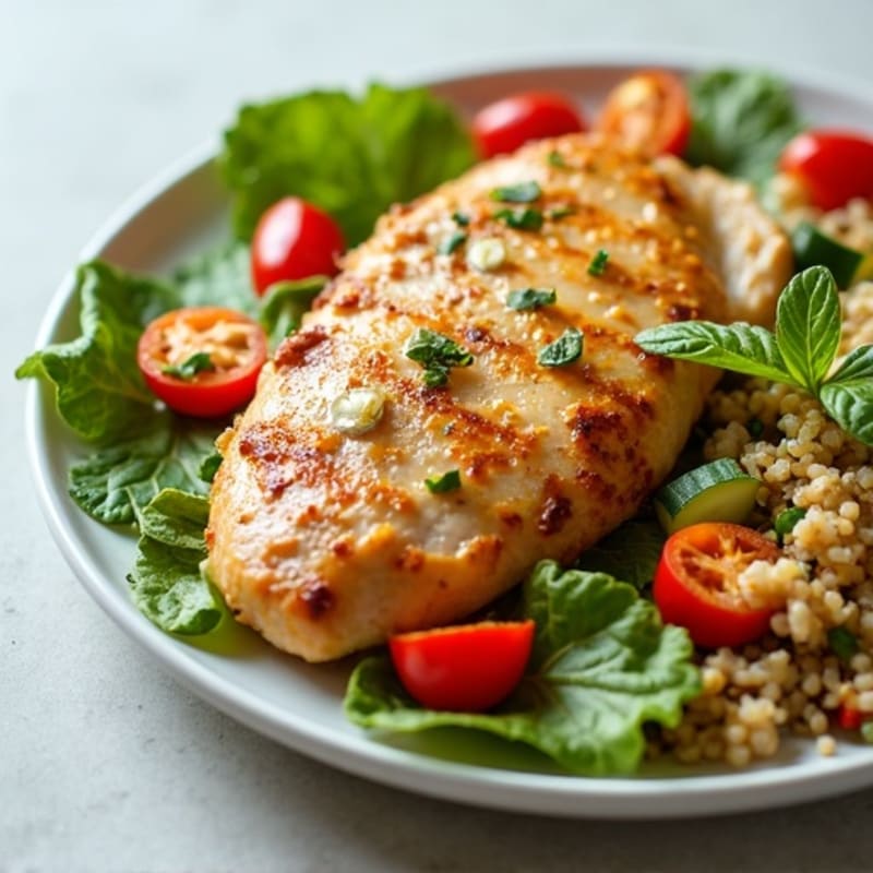 Grilled Chicken with Crunchy Quinoa Salad and Lemon Vinaigrette