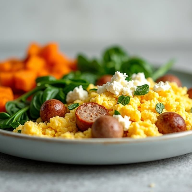 Egg White and Turkey Sausage Scramble with Spinach