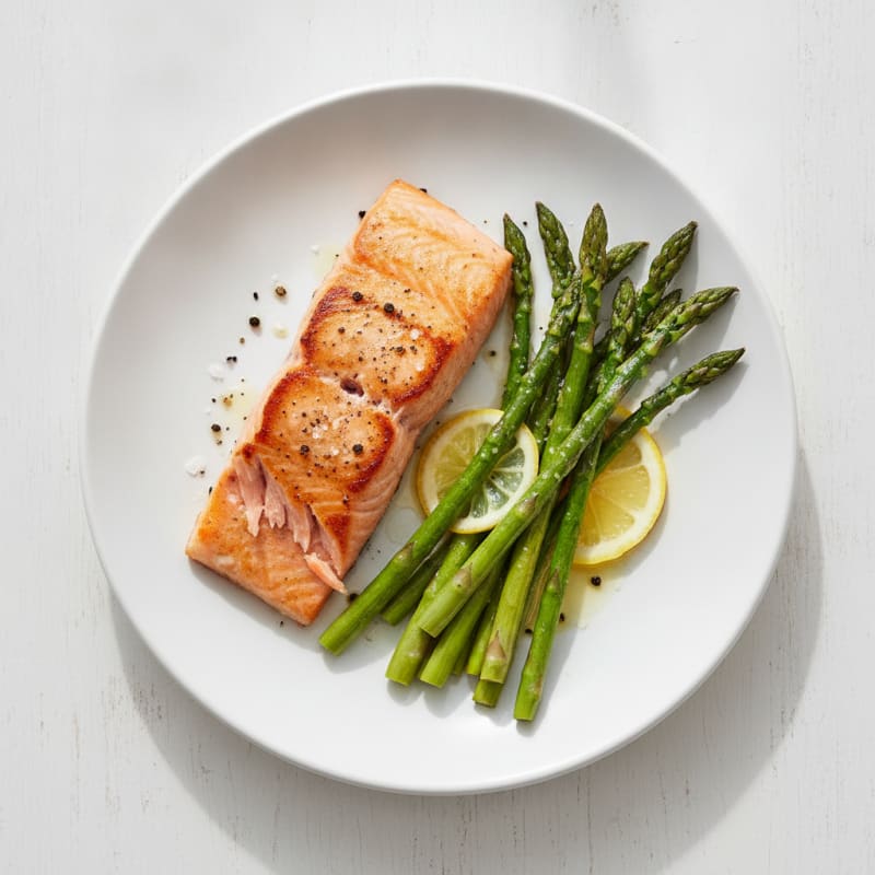 Pan-Seared Salmon with Roasted Asparagus