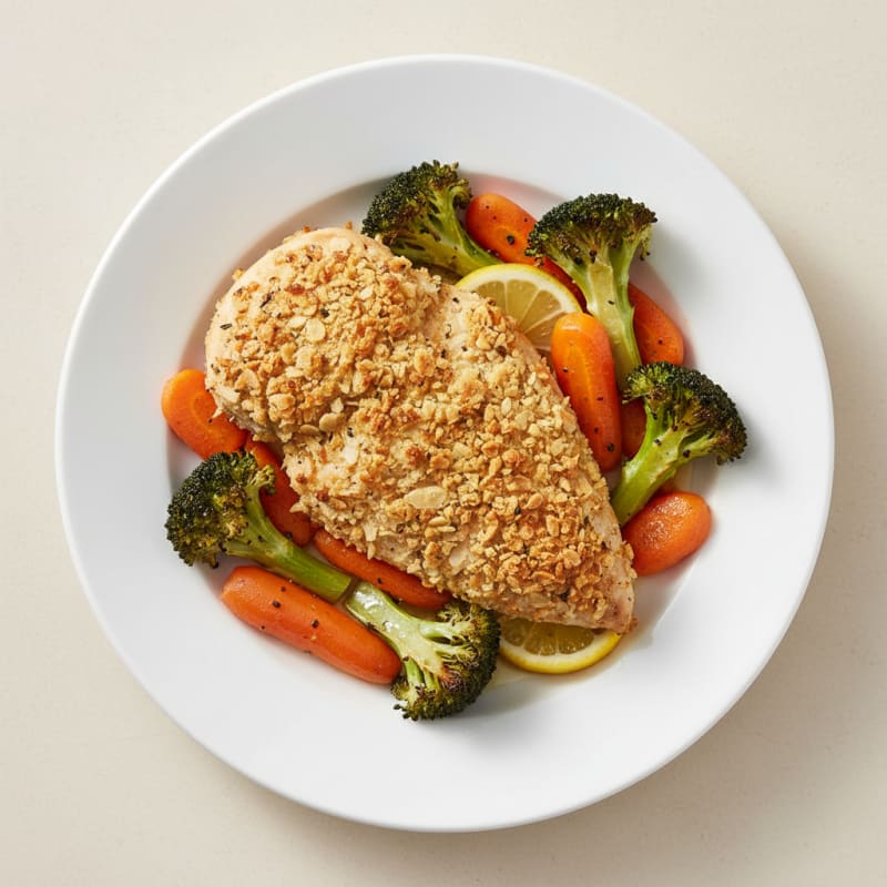 Baked Herb-Crusted Chicken with Roasted Vegetables