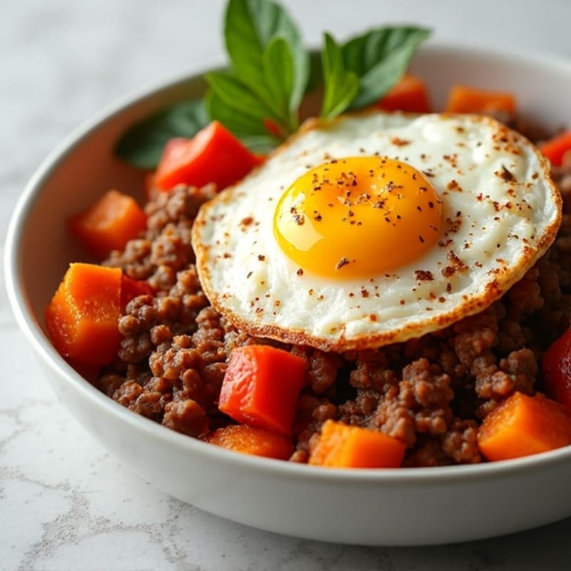Spiced Ground Beef Sweet Potato Hash