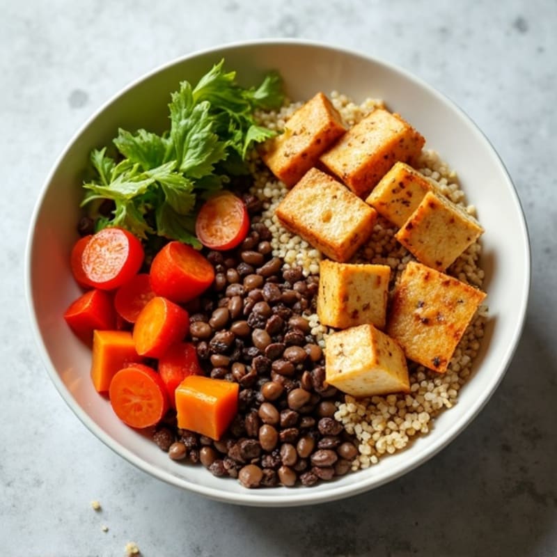 High-Protein Lentil and Quinoa Power Bowl with Roasted Vegetables