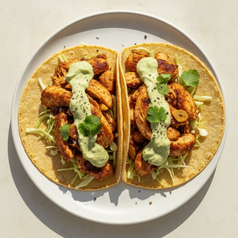 Chicken Tacos with Avocado Crema