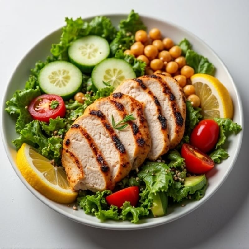 Grilled Turkey Breast Salad with Chickpeas and Fresh Greens