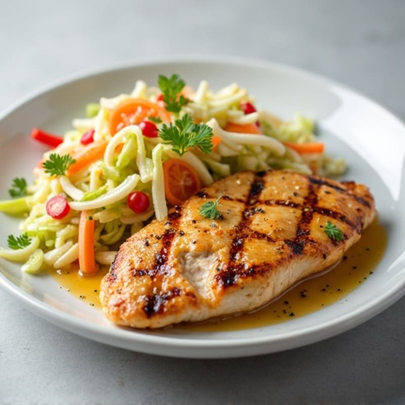Grilled Chicken Breast with Crunchy Cabbage Slaw