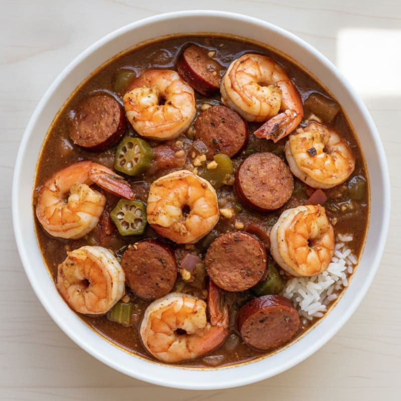Spicy Creole Shrimp and Sausage Gumbo