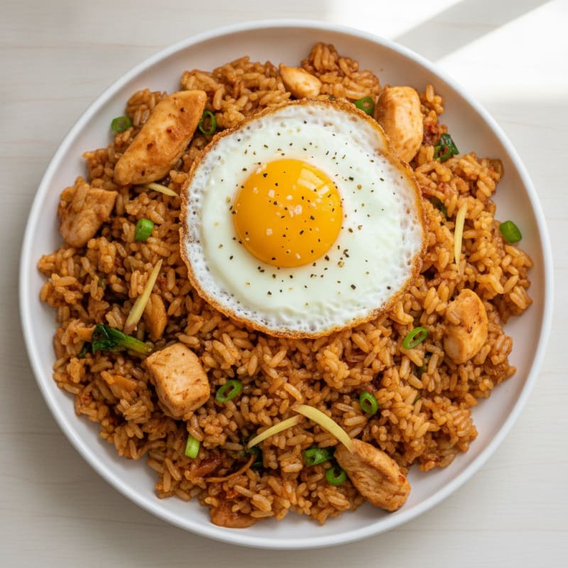 Kimchi Fried Rice with Fried Egg