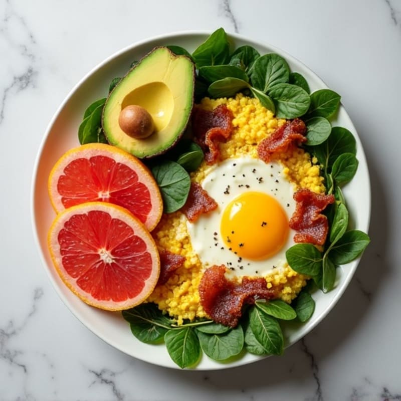 Egg White and Spinach Scramble with Turkey Bacon