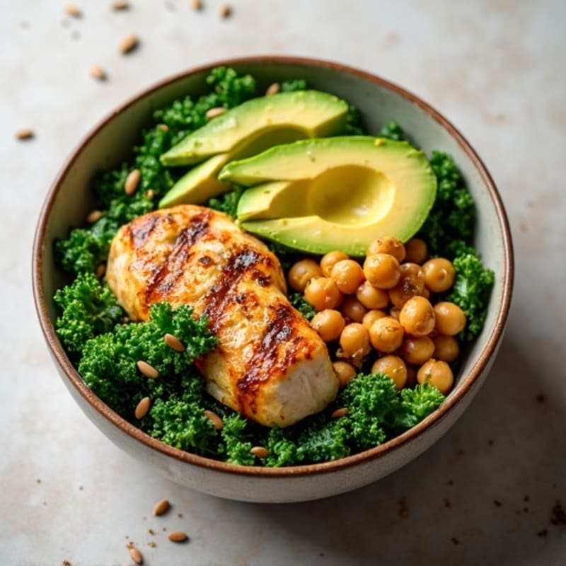 Crunchy Avocado Kale Bowl with Citrus Vinaigrette