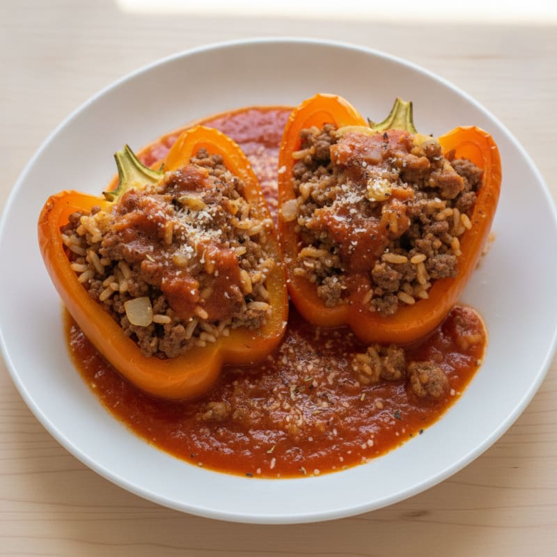 Beef and Rice Stuffed Bell Peppers
