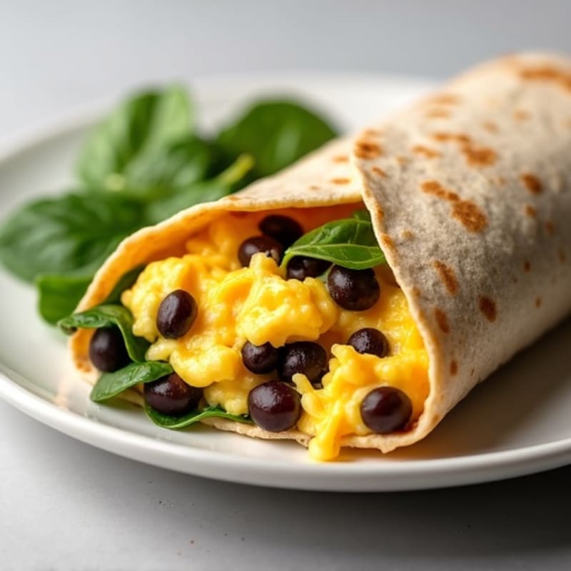 Hearty Scrambled Egg and Black Bean Breakfast Burrito