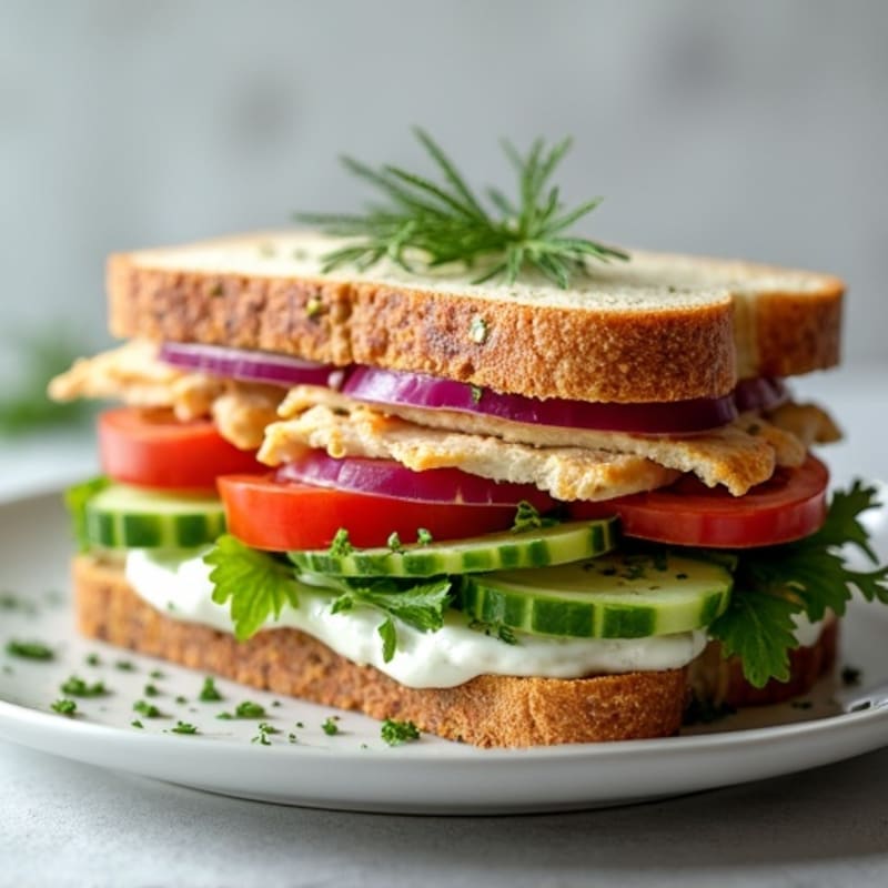 Herb-Roasted Chicken and Greek Yogurt Salad Sandwich
