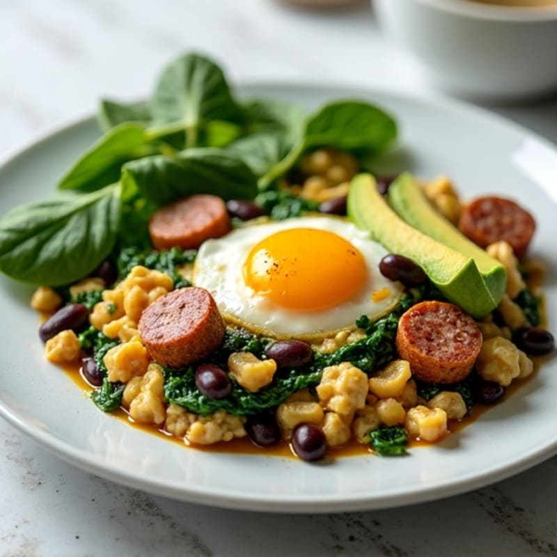 Egg White and Turkey Sausage Scramble with Spinach