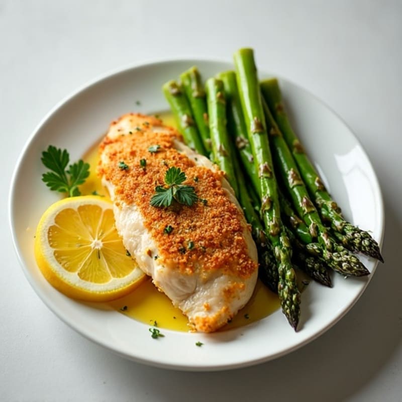 Crispy Lemon Herb Chicken with Roasted Asparagus