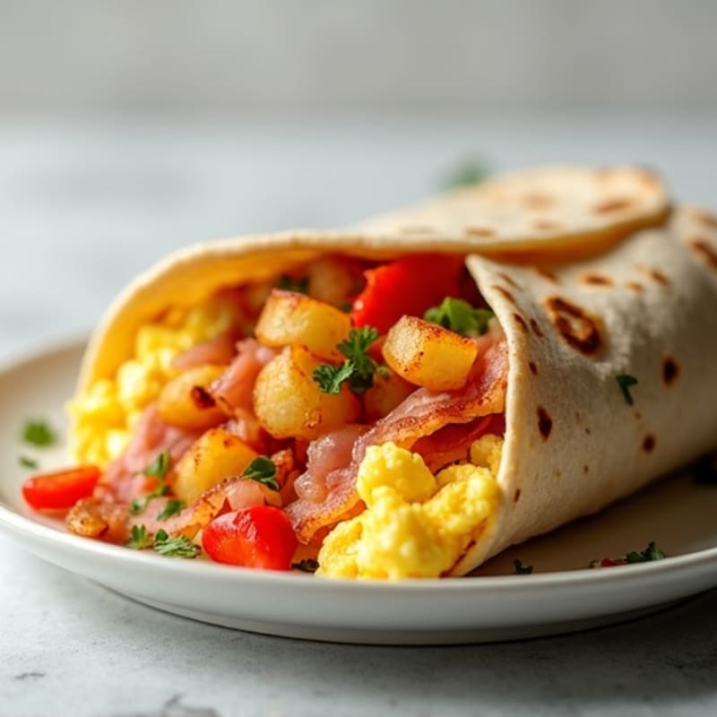 Crispy Potato and Ham Breakfast Burrito