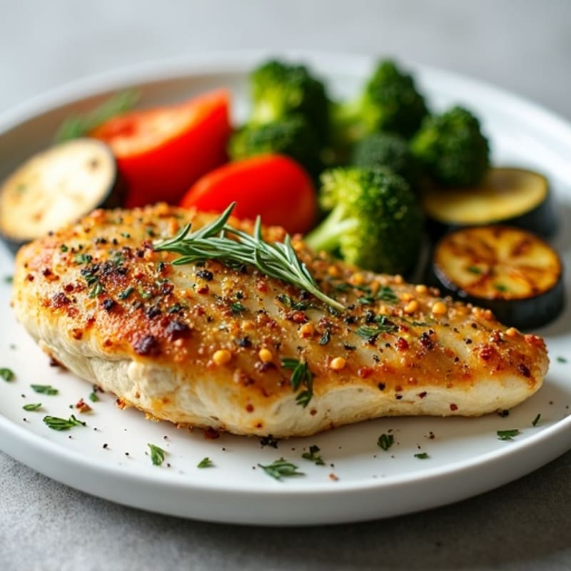 Herb-Crusted Pan Seared Chicken with Roasted Vegetables