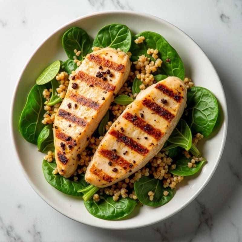 Grilled Chicken and Quinoa Salad with Spinach
