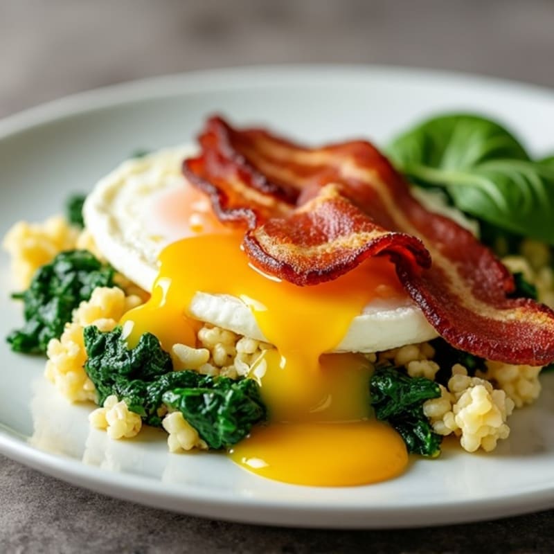 Cottage Cheese Scramble with Spinach and Turkey Bacon