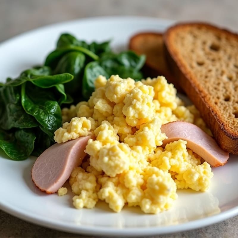 Cottage Cheese Scramble with Spinach and Smoked Turkey
