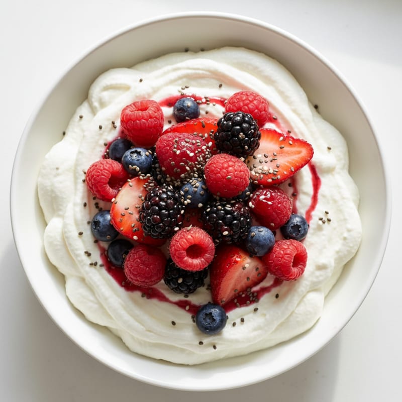 Silky Greek Yogurt Protein Mousse with Mixed Berries