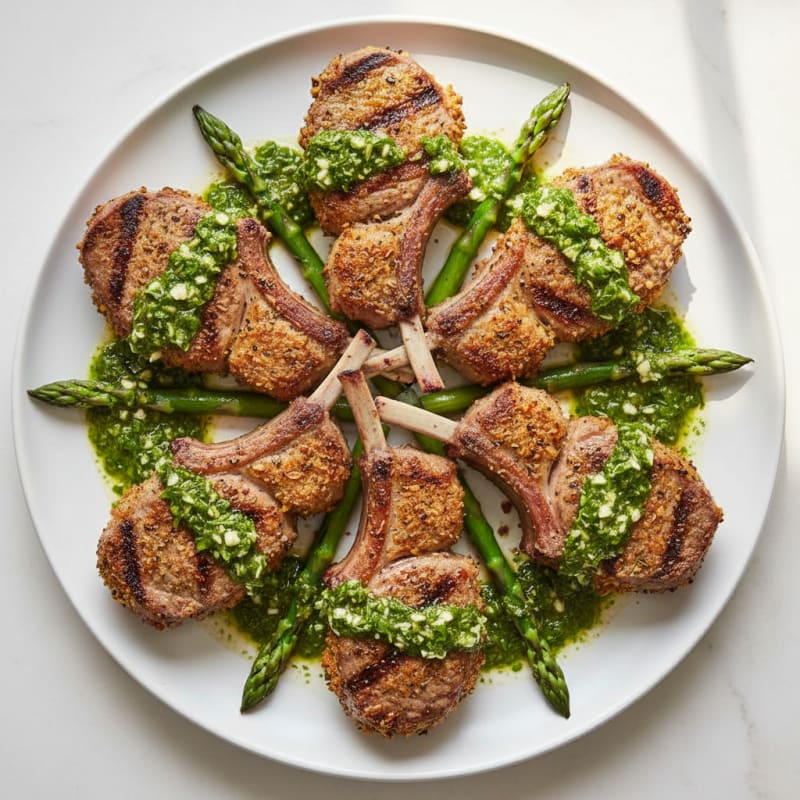 Charred Herb-Crusted Lamb Chops with Zesty Chimichurri
