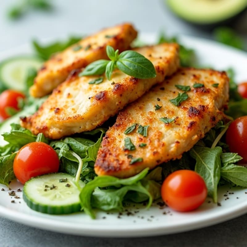 Crispy Lemon Herb Chicken Salad with Fresh Greens