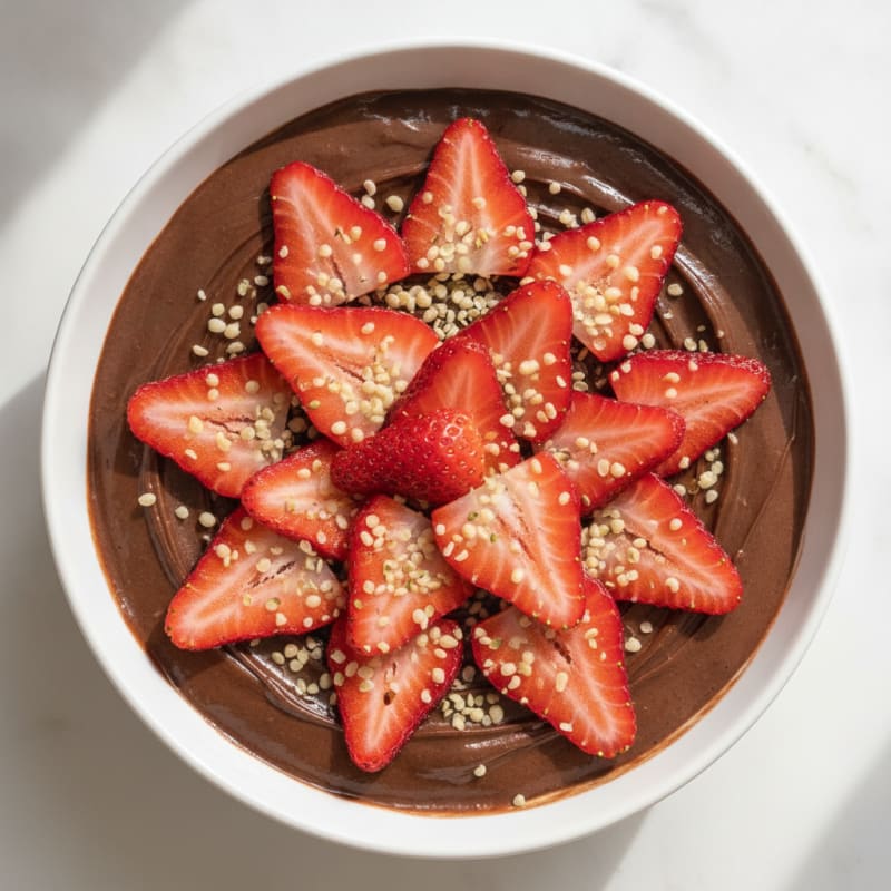 Silky Chocolate Protein Pudding with Fresh Strawberries