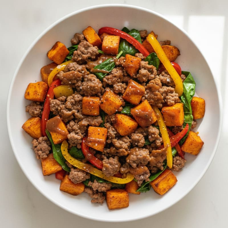 Ground Beef and Sweet Potato Protein Bowl