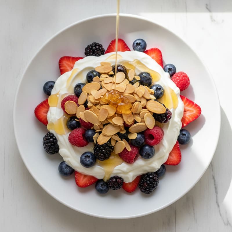 Creamy Greek Yogurt Parfait with Mixed Berries and Almonds