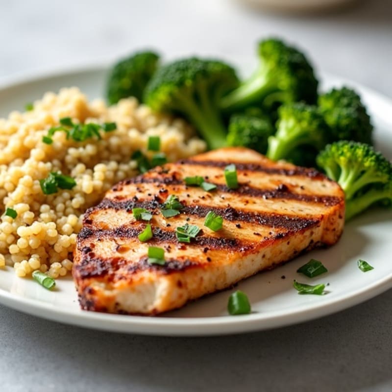 Grilled Turkey Breast with Quinoa and Roasted Broccoli