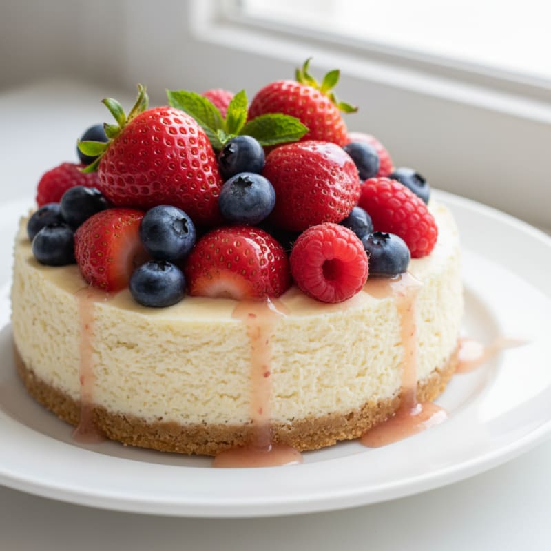 Greek Yogurt Protein Cheesecake with Fresh Berries