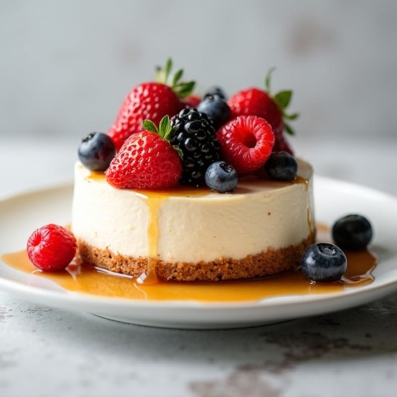 Greek Yogurt Protein Cheesecake with Mixed Berries