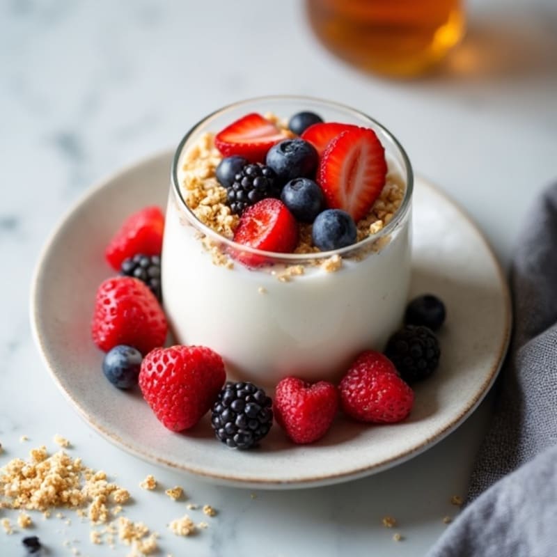 Greek Yogurt Protein Mousse with Mixed Berries