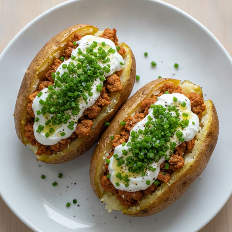 High-Protein Loaded Baked Potatoes with Chives