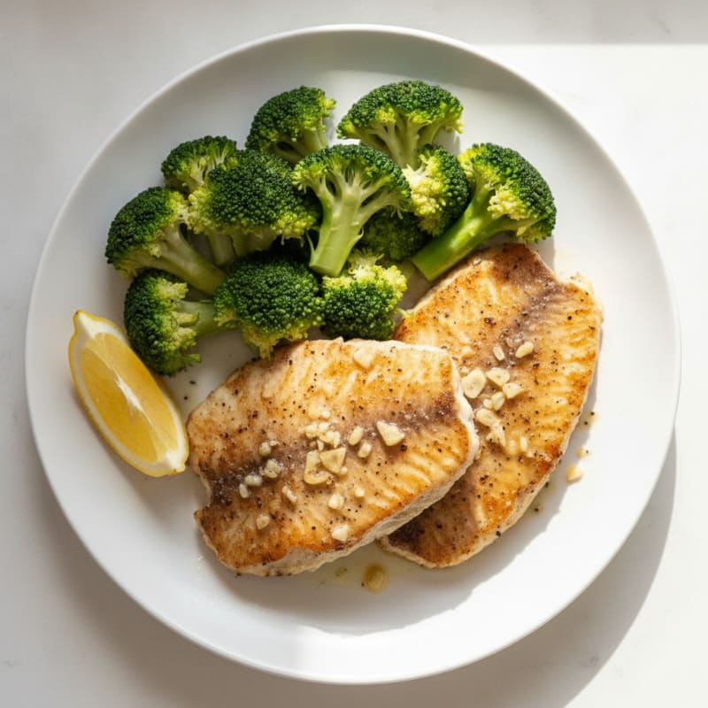 Lemon Garlic Tilapia with Steamed Broccoli